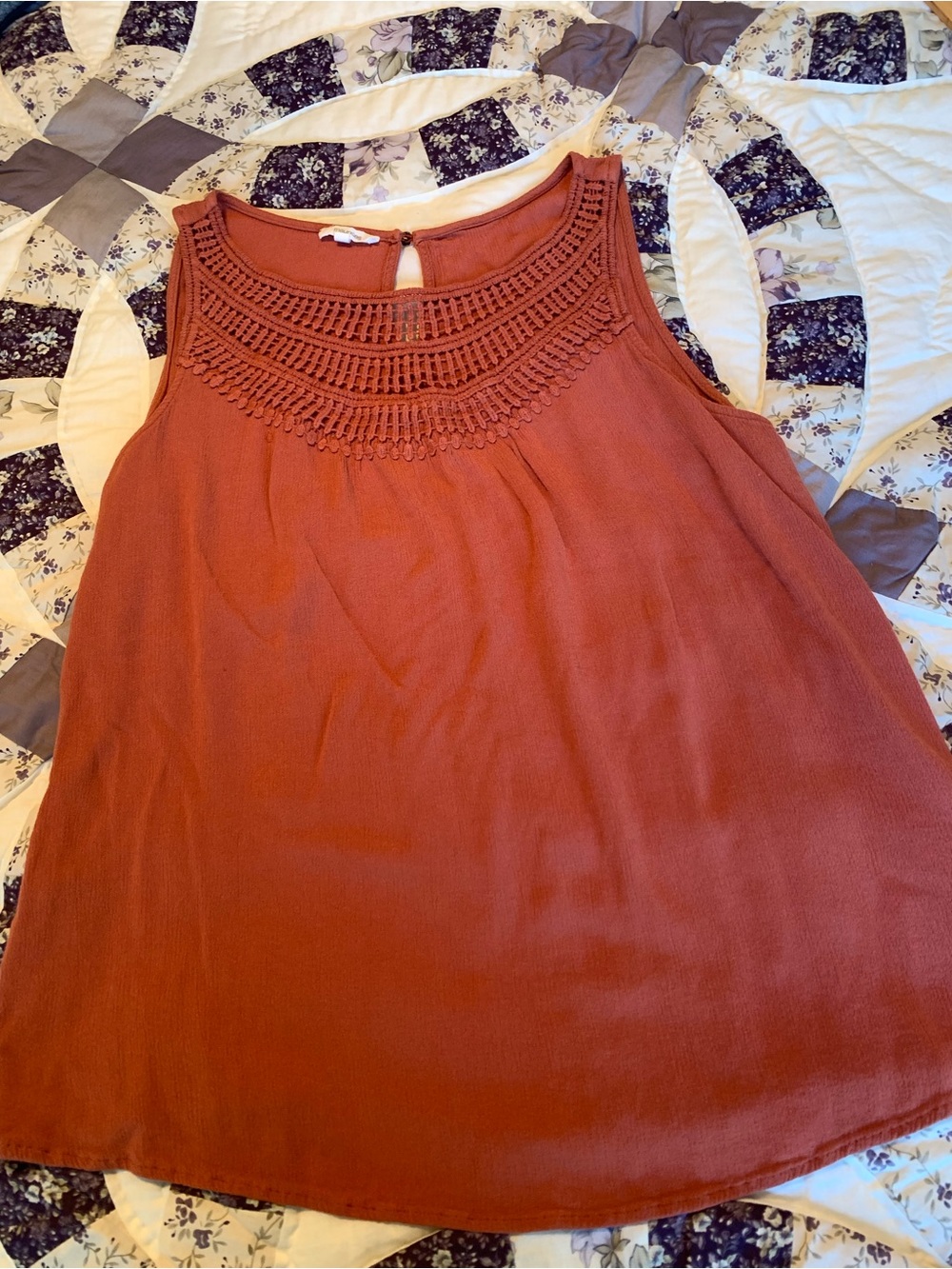 Maurices Rust Crochet Yoke Sleeveless Camisole